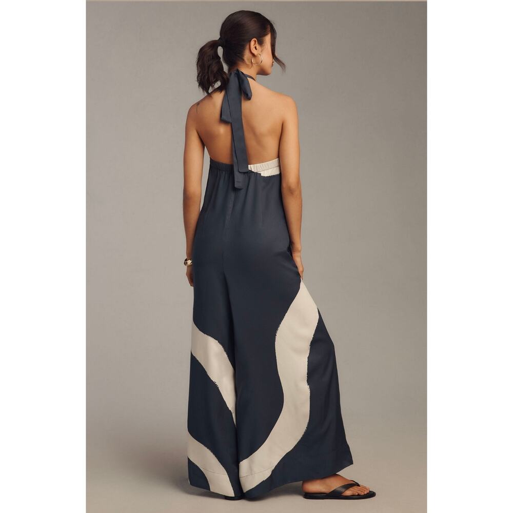 NWT Anthropologie Waistless Tie-Neck Jumpsuit. Size XL. - Picture 2 of 11